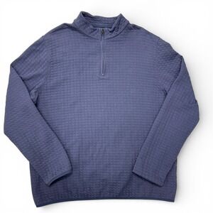 Peter Millar Crown Quad Quilted Quarter-Zip 1/4 Mens XL Blue Stretch Pullover